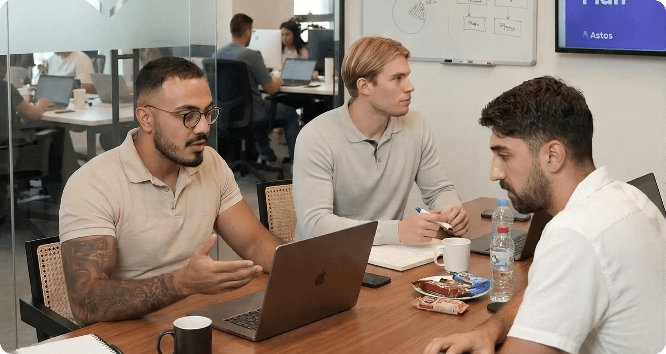 Team collaboration at Astos office